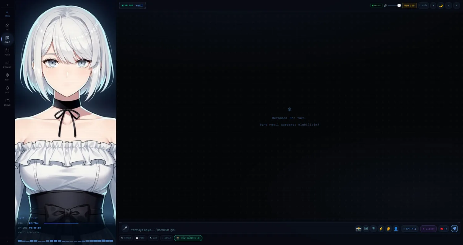 Chat window with the animated character beside it