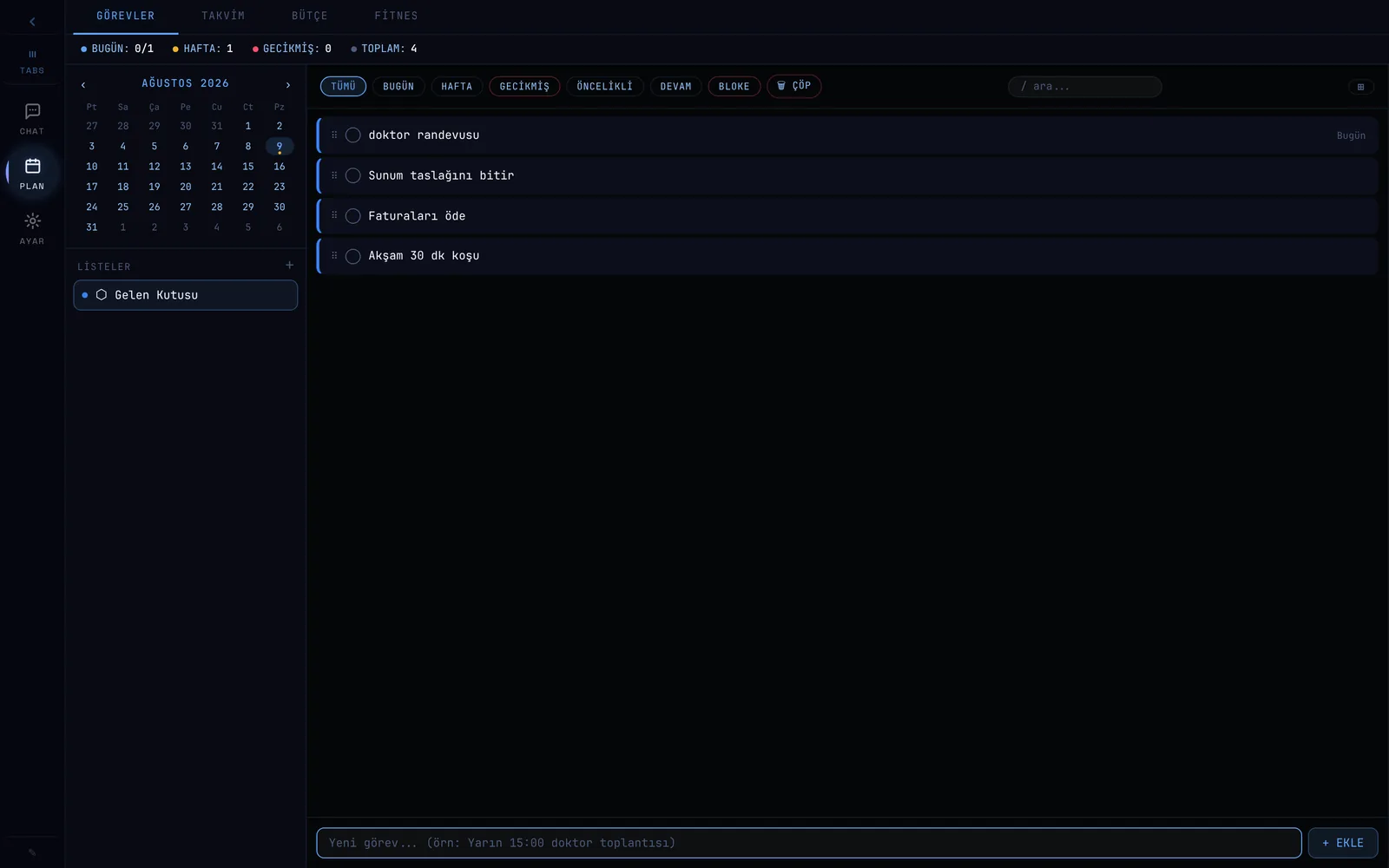 Planner with tasks and lists